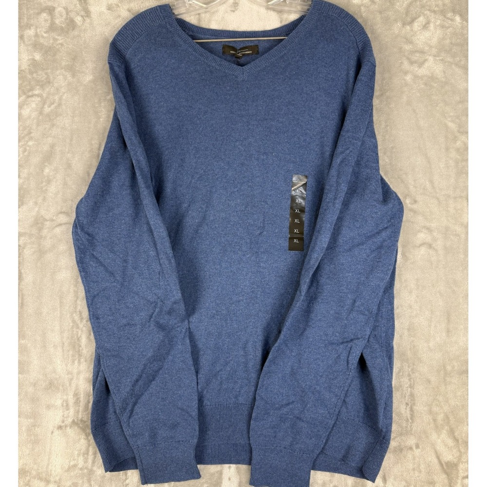 Marc Anthony Blue V Neck‎ Long Sleeve Sweater Men's XL New With Tags